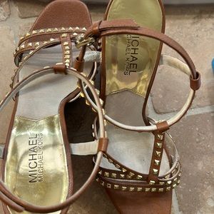 Beautiful leather stud platform wedges